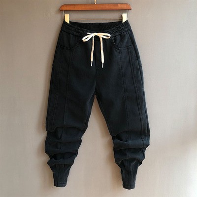 2025春季新款牛仔裤男抖音网红潮牌束脚哈伦裤修身小脚百搭牛仔裤