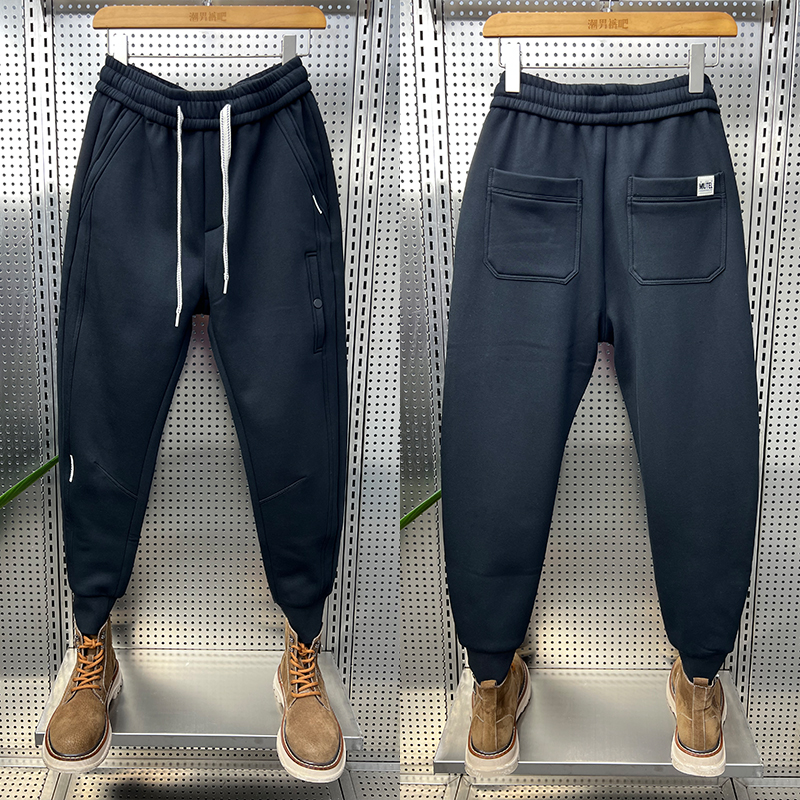 黑色休闲裤子男士2025春季新款简约百搭束脚运动裤修身显瘦哈伦裤