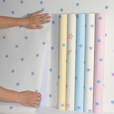 小碎花墙纸自粘卧室温馨房间