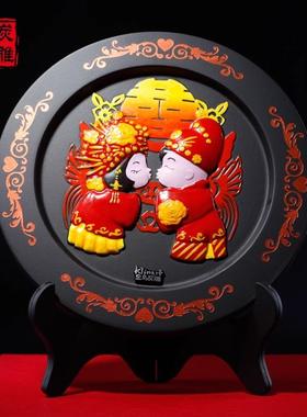 金乌炭雕喜结良缘高档结婚礼物