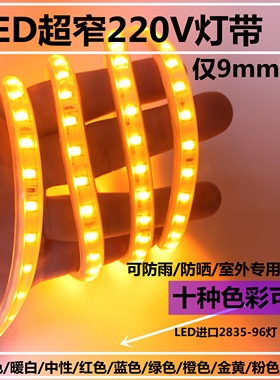 LED灯带220V高压灯带条超亮防水橙色冰蓝工程室内外家用吊顶超细
