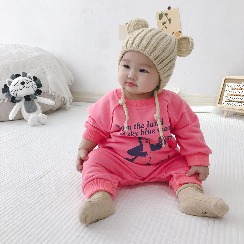 新品婴儿连体衣服春秋装纯棉女男宝宝秋款长袖可爱外出爬爬服秋季