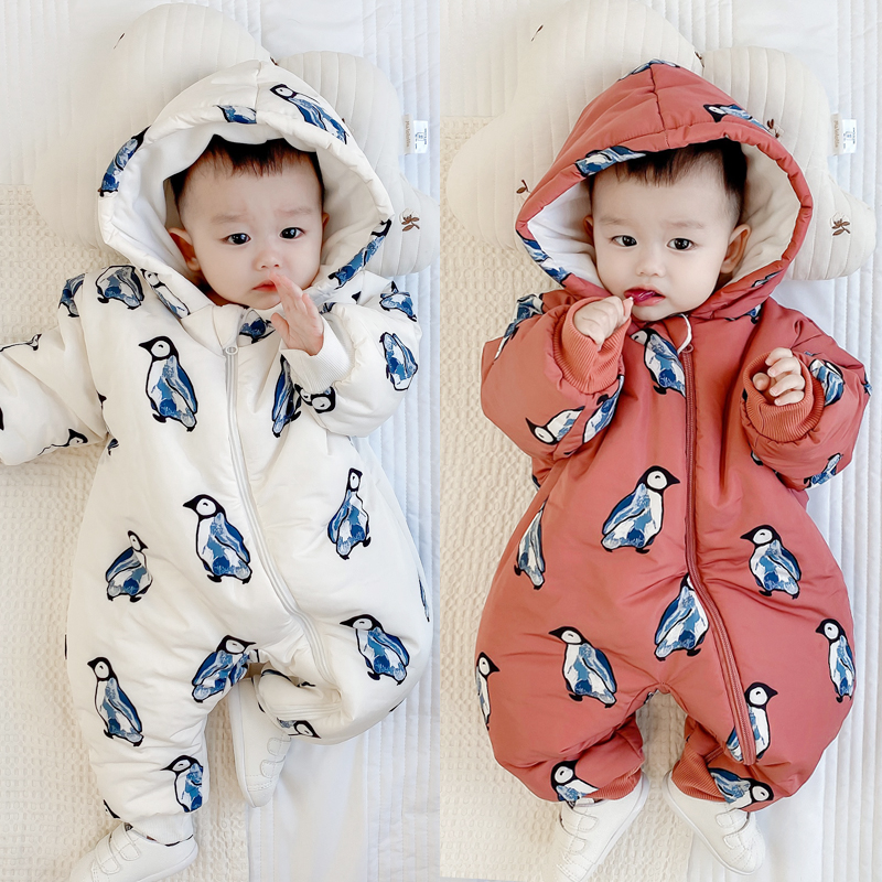 网红婴儿冬装连体衣抱秋冬季加厚