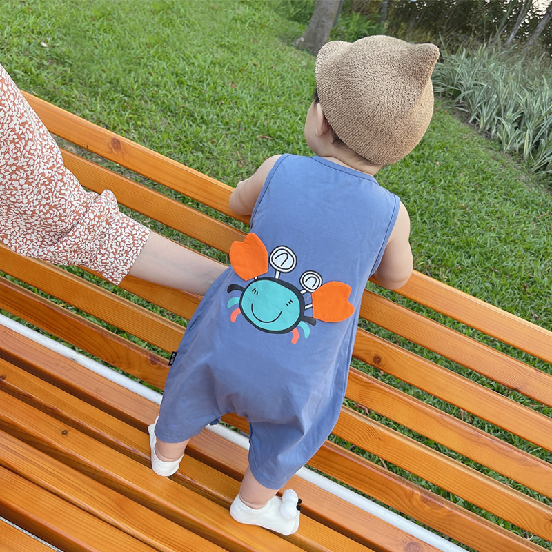 网红男宝宝无袖背心连体衣夏装婴儿衣服夏季薄款超萌外出哈衣洋气,童装/婴儿装/亲子装,连身衣/爬服/哈衣,淘宝优惠券,粉丝福利购,淘宝优惠卷