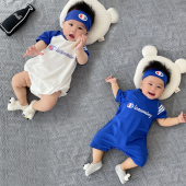 纯棉短袖 婴儿衣服夏天男宝宝夏季 6一12月夏装 套装 哈衣 连体衣薄款