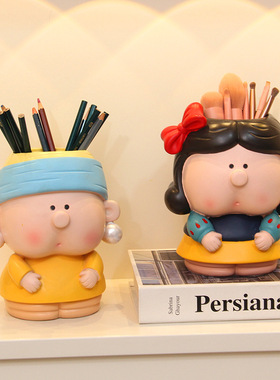 可爱小摆件收纳桶办公室桌笔筒