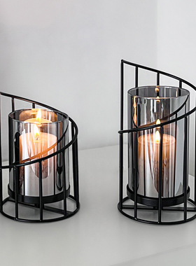 欧式浪漫金属柱形蜡烛烛台摆件