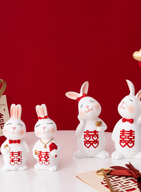 婚房小兔摆件闺蜜结婚礼物装饰品