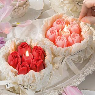 情人节母亲节仪式感派对庆祝郁金香花朵芍药花束造型艺术香薰蜡烛