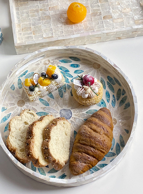 北欧彩色贝壳玄关收纳托盘装饰盘