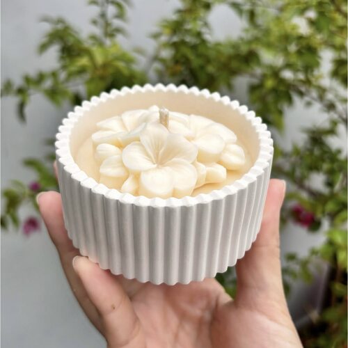 鸡蛋花造型石膏杯香薰蜡烛装饰品