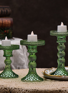 欧式彩色玻璃首饰收纳蜡烛托盘