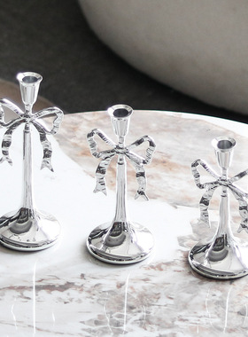 法式浪漫金属蝴蝶结长枝烛台