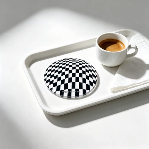 ins风棋盘格亚克力隔热杯垫