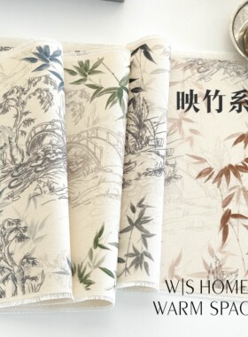 高颜值国风棉麻餐厅桌垫餐垫防水防污隔热高级感装饰垫杯垫咖啡垫