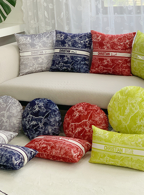 新款复古轻奢抱枕沙发卧室靠垫客厅床头毛绒汽车靠枕含芯布艺枕套