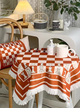 ins风棉麻床头柜盖布电视机冰箱微波炉布艺小桌布多用万能盖巾