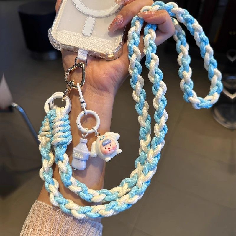 卡通三丽鸥手机挂绳斜挎可背编织长户外小蜜蜂挂件电话套防丢吊绳