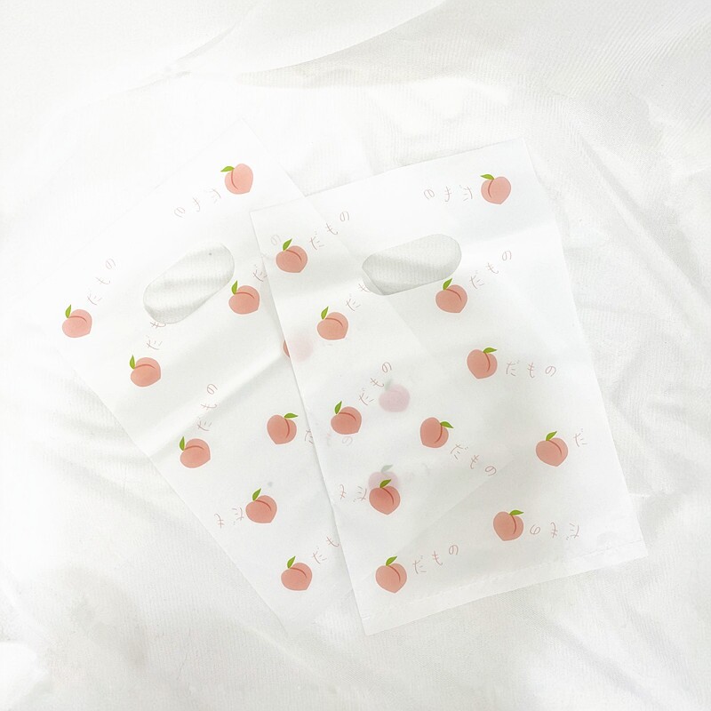 万年款网红水蜜桃小饰品礼品袋韩版发夹头绳发箍塑料手提袋包装袋