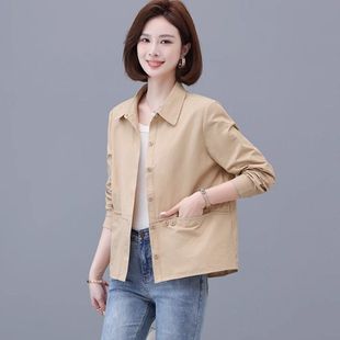 女士衬衫短款薄外套2025年春秋款韩版宽松中年妈装减龄休闲上衣服