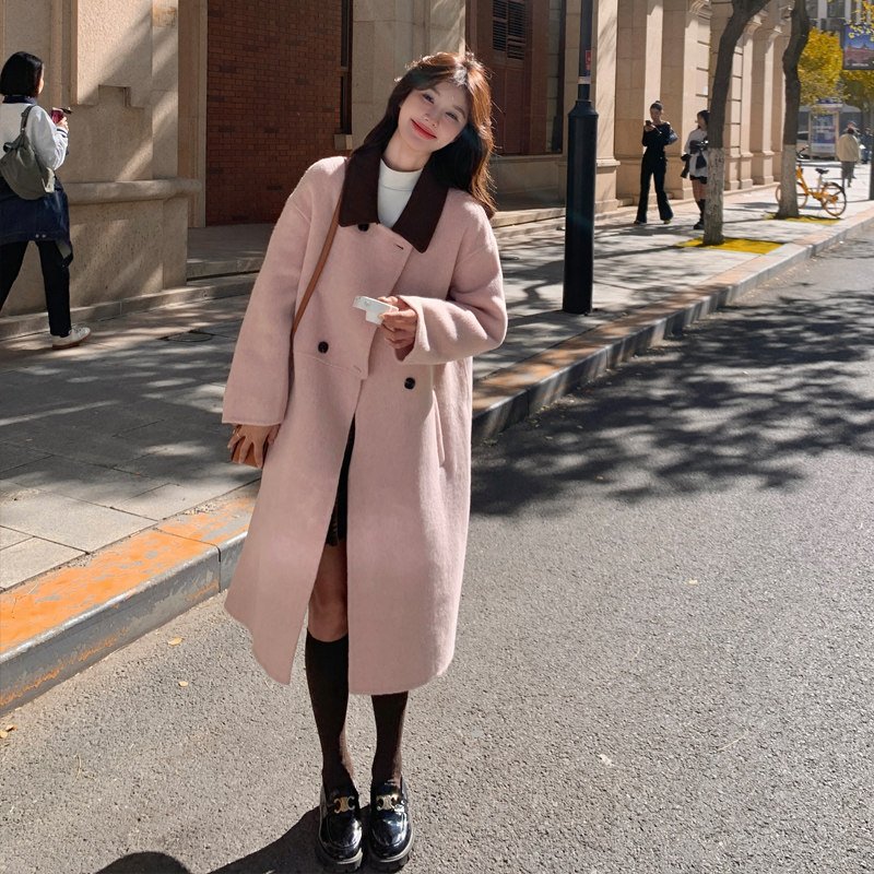 现货2025冬季新款粉色毛呢外套2397-P185-K268,女装毛呢外套,2C007