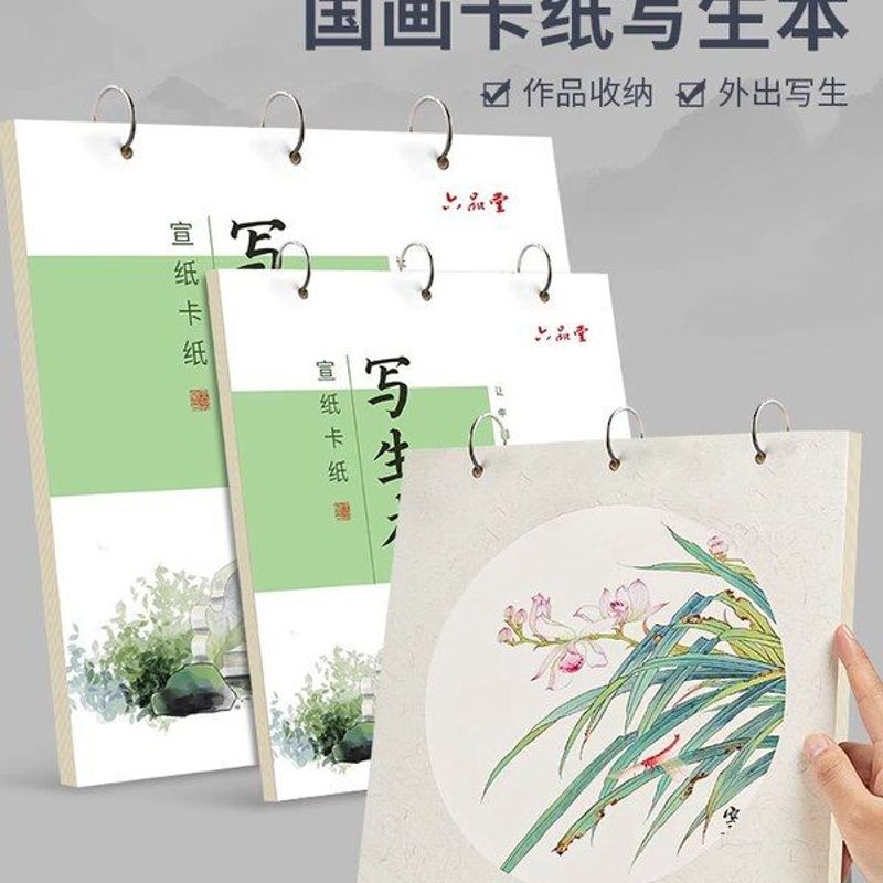 六品堂国画卡纸写生本半生熟镜片作品纸外出易收纳工笔画书法绘画
