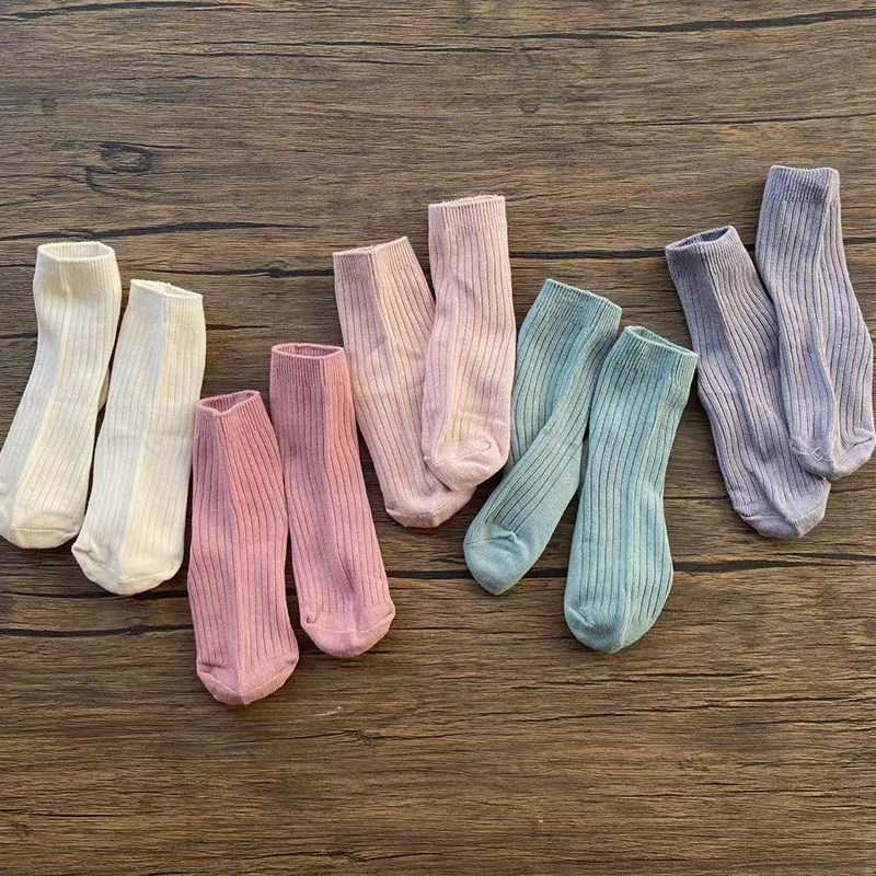 儿童袜子纯棉春秋多巴胺彩色中筒袜男女童宝宝秋冬韩版糖果色潮袜