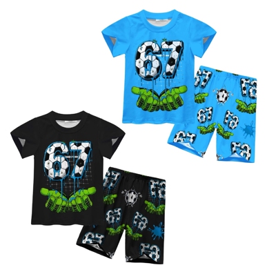 Six Seven Steal A Brainrot儿童睡衣套装男童夏季短袖家居服套装