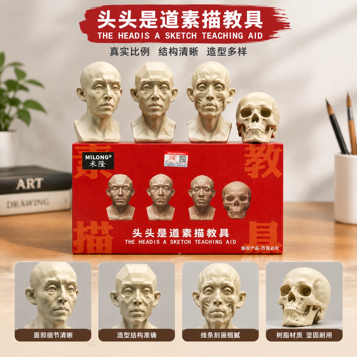 米隆素描头像头骨结构教学套装