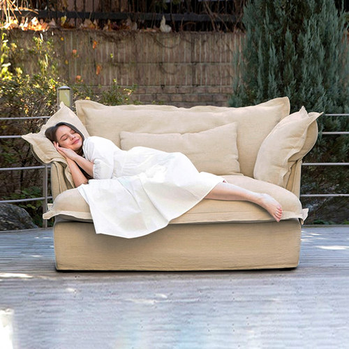 小户型可拆洗单人沙发懒人侘寂风