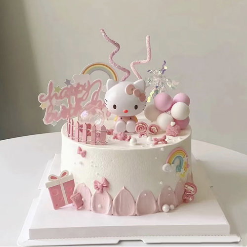 kt猫生日蛋糕摆件女孩小仙女生日甜品台KT猫美乐插件配件