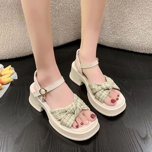 品牌特价凉鞋女2026年新款高跟鞋女外穿粉红色厚底凉鞋百搭凉鞋女