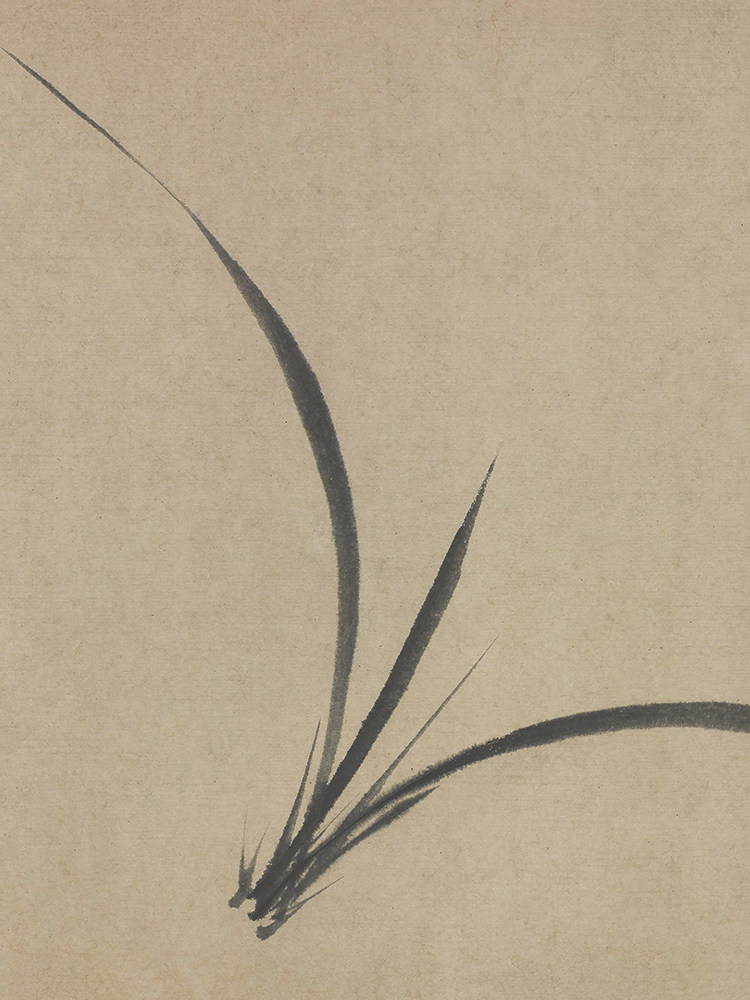 高清复刻元代郑思肖墨兰图国画写意水墨横幅禅意花鸟画微喷装饰画