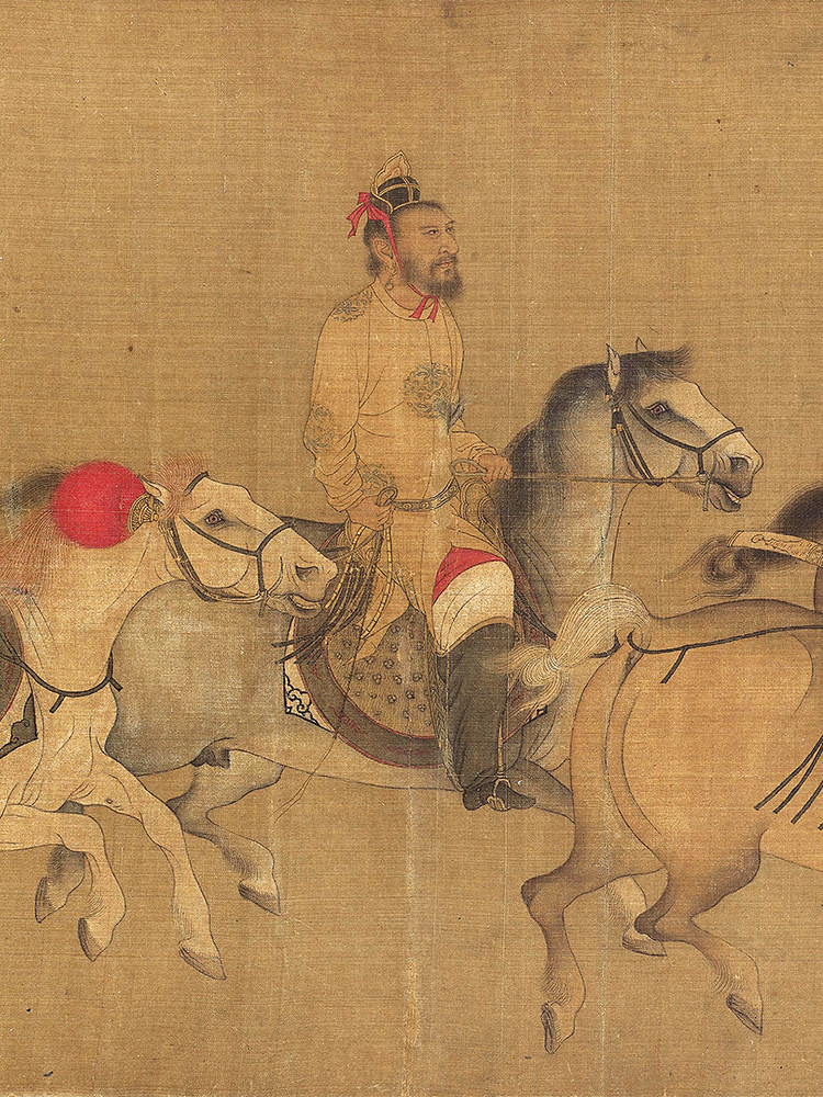 高清复刻辽代李赞华东丹王出行图国画工笔人物鞍马艺术微喷装饰画