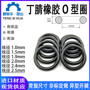 丁晴橡胶o型圈1.0/1.5/1.9/2.0/2.4/2.5mm橡胶o形密封圈o圈O-ring
