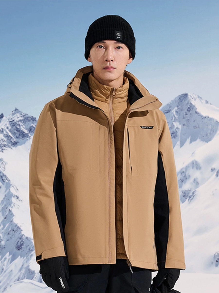 探路者羽绒冲锋衣男23冬户外防风三合一羽绒内胆外套TAWWBL91320