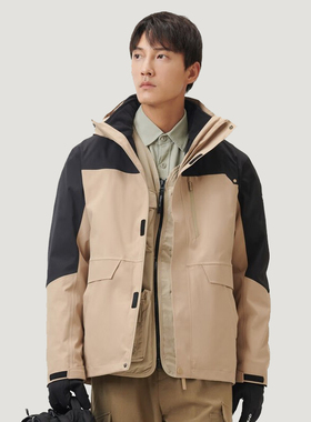 探路者冲锋衣男女防风雨户外三合一登山服外套TAWWAK91509/92502
