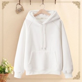 秋冬新款 纯色重磅双层加绒加厚连帽卫衣女学生百搭宽松上衣潮外套