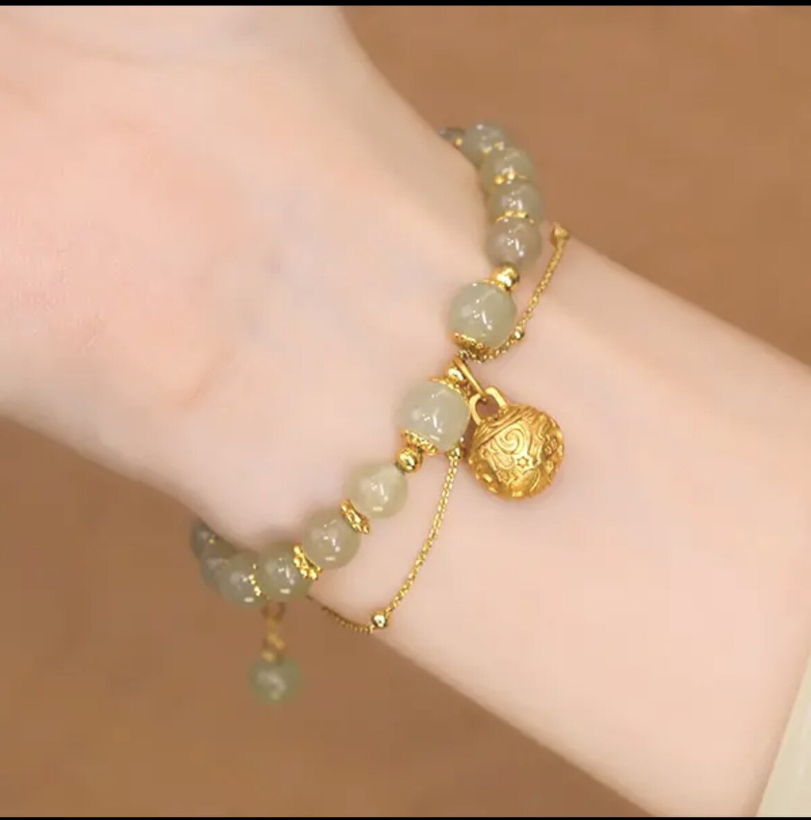 抖音同款风铃和田玉转运珠手链女一步一响宫铃手链手串送女友礼物