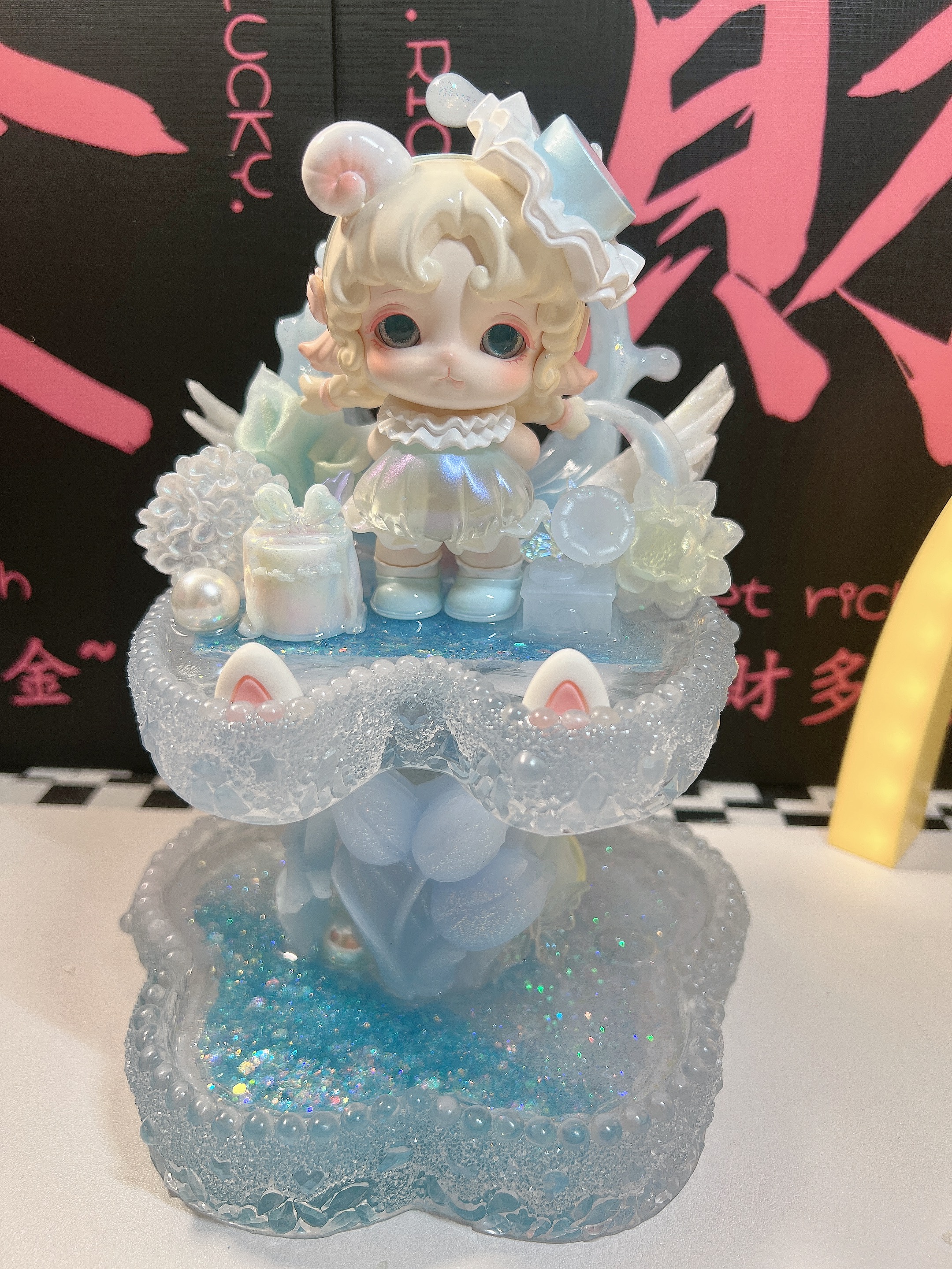 小熊捉迷藏双层滴胶流沙手机支架精钻大表姐创意礼物潮玩摆件定制