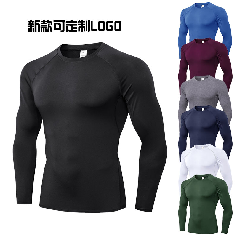 纯色健身秋冬打底压缩t恤衣服