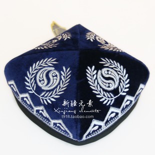 新疆民族风情特色维吾尔族花帽男士款绣花四角帽手工艺品舞蹈帽子