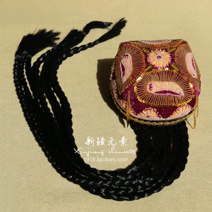 新疆民族风情特色维吾尔族花帽男女士款绣花四角帽手工艺品舞蹈