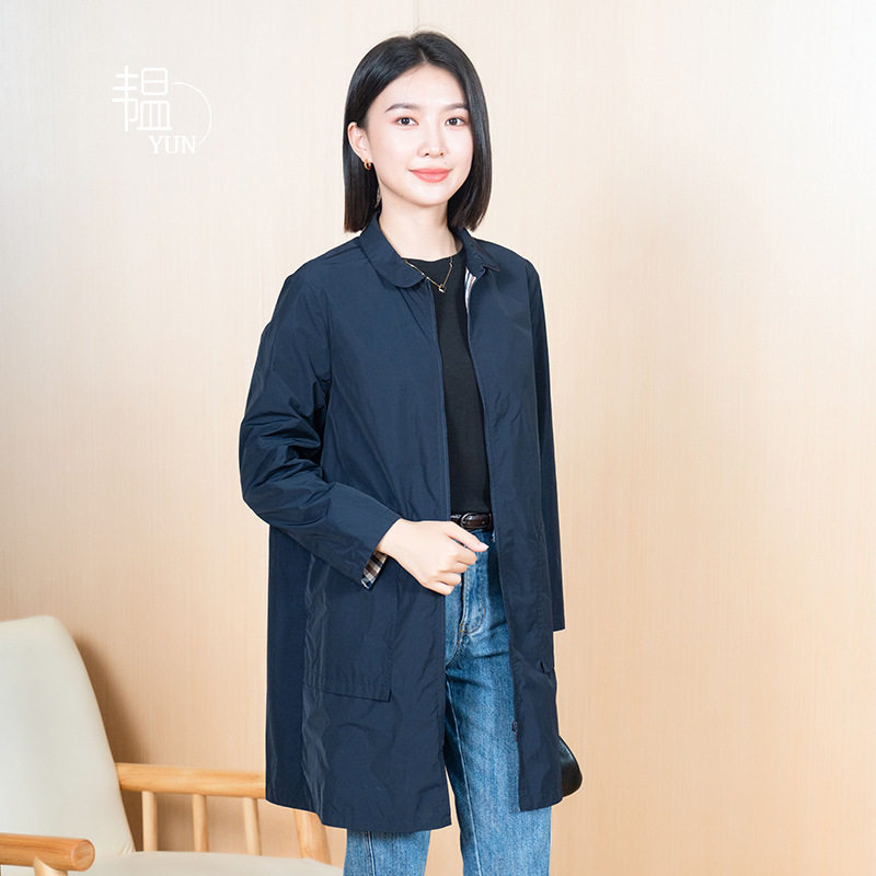 韫常规POLO领中长休闲两面穿风衣