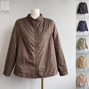 单排扣气质百搭夹棉填充纯色衬衫 翻领长袖 女装 YUN韫2025秋冬新品