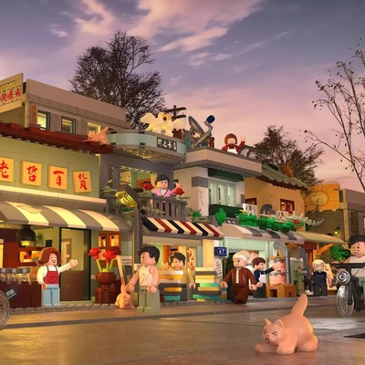 适用乐高街景8090年代青春年华大型建筑积木模型玩具展示摆件礼物