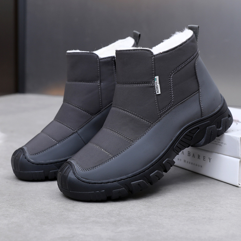 冬季新款加绒棉鞋加厚保暖休闲高帮棉靴男鞋雪地靴防滑宽松男士
