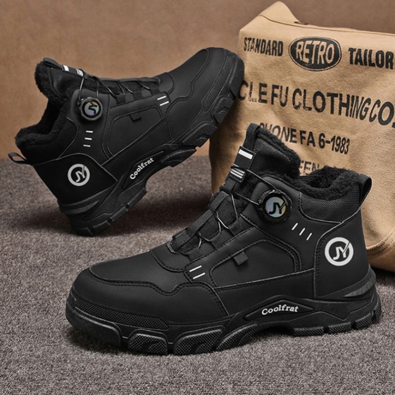 加绒男鞋2025新款春季高帮耐磨马丁靴男士英伦风休闲运动防滑加厚