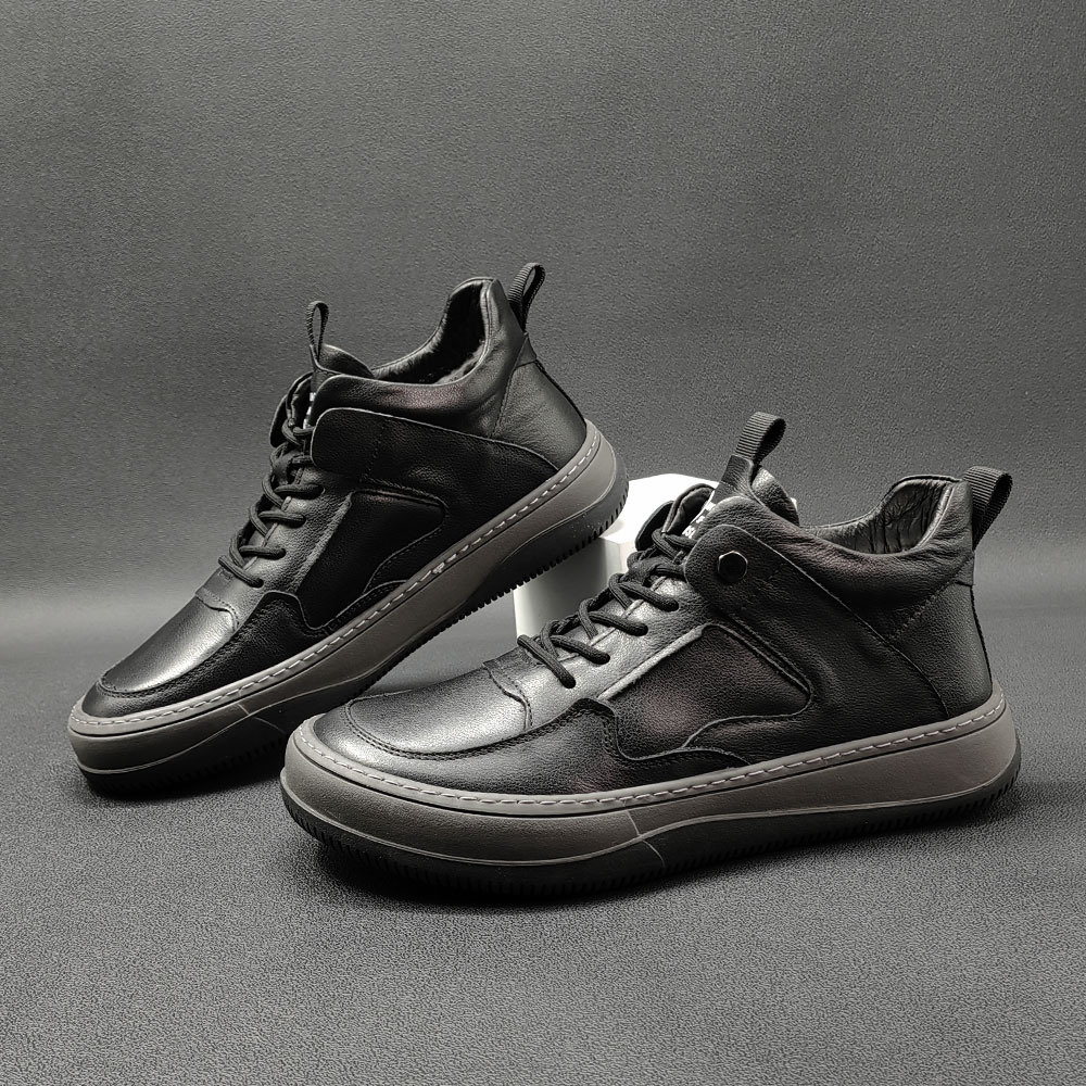 棉鞋男加绒男鞋秋冬棉皮鞋歪头小丑鞋厚底板鞋男款欧洲站男鞋