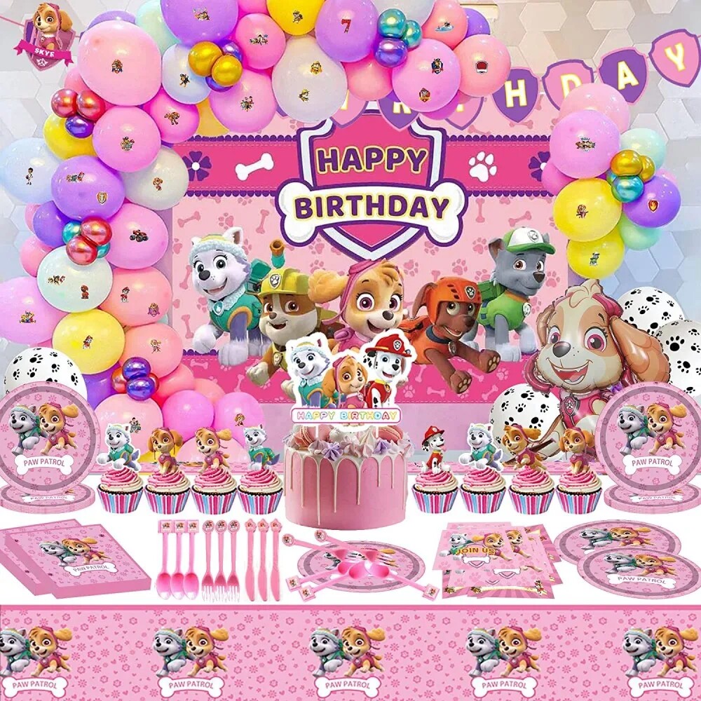 狗狗巡逻汪汪队立大功儿童生日派对布置帽子桌布盘餐具用品女孩